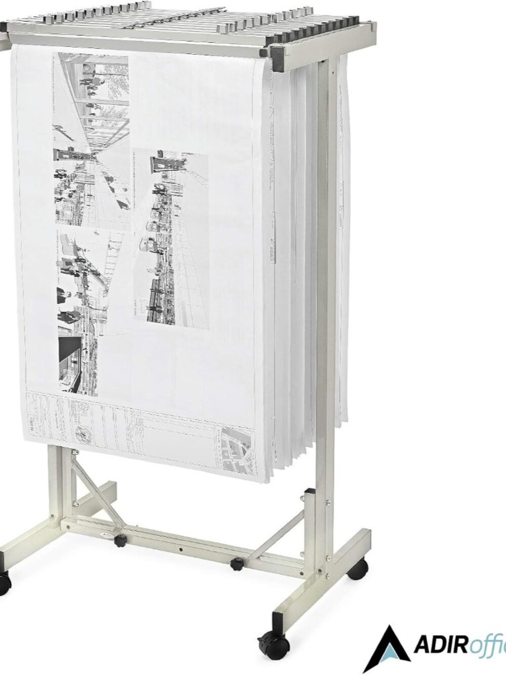 Adir Mobile Blueprint Storage Rack - Adjustable Mobile Blueprint Holder, Vertica - Picture 9 of 9